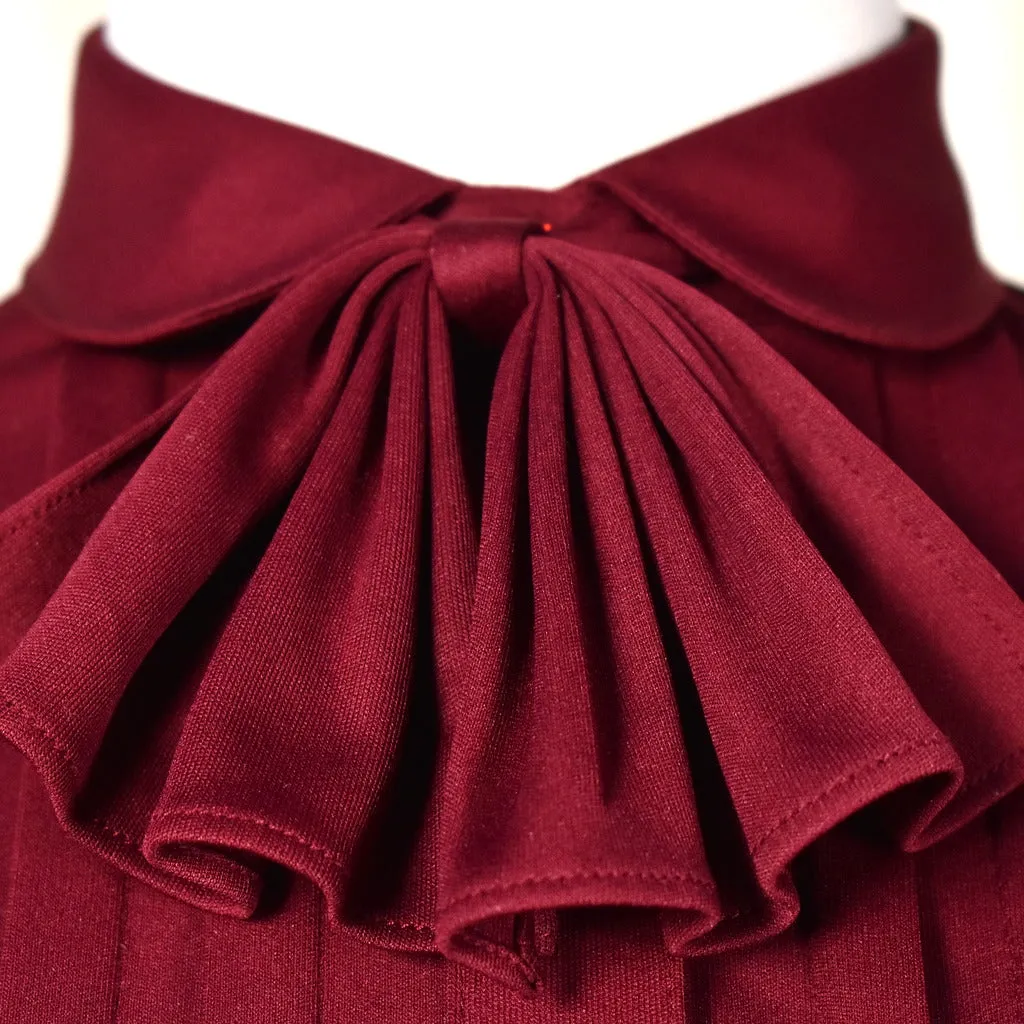 1940s Style Vintage Burgundy Bow Blouse