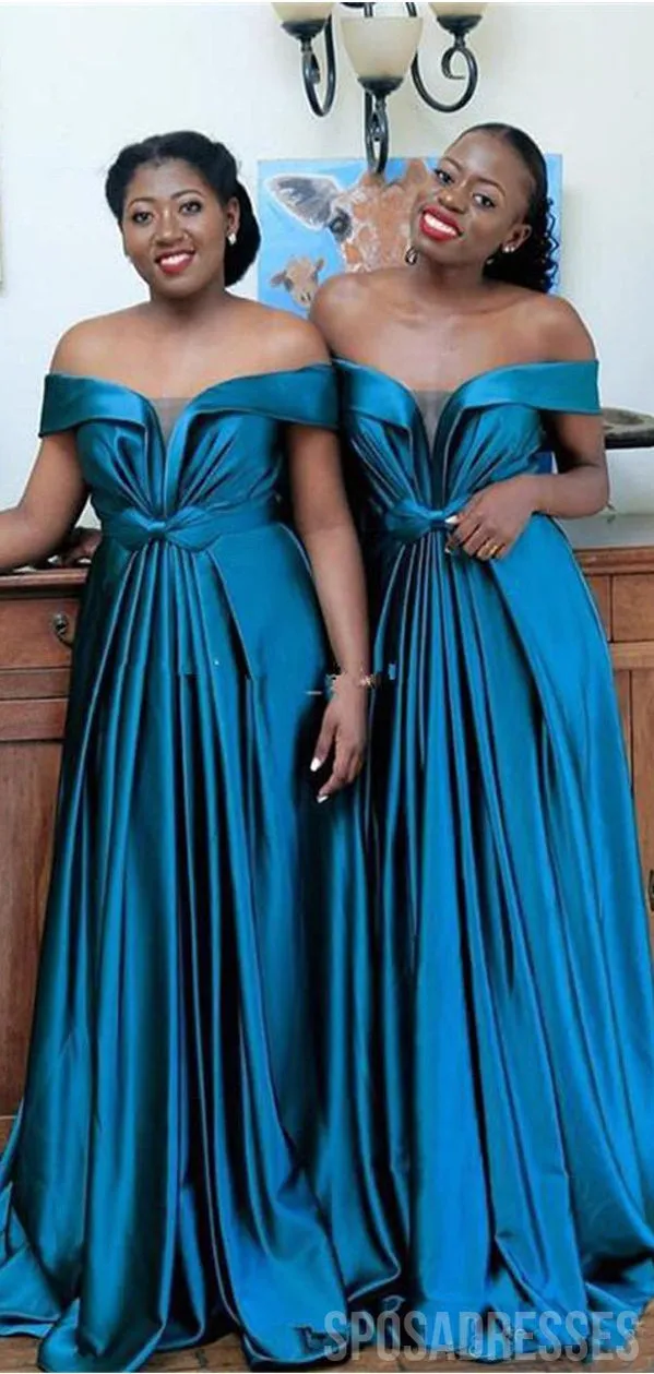 A-line Off The Shoulder Soft Satin Long Bridesmaid Dresses Online, WG865