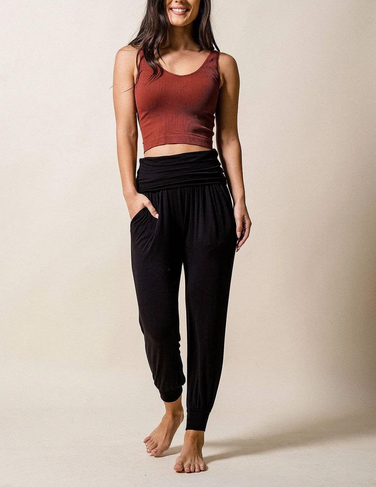 Bamboo Harem Jogger Pants - Rust Large and XL Only