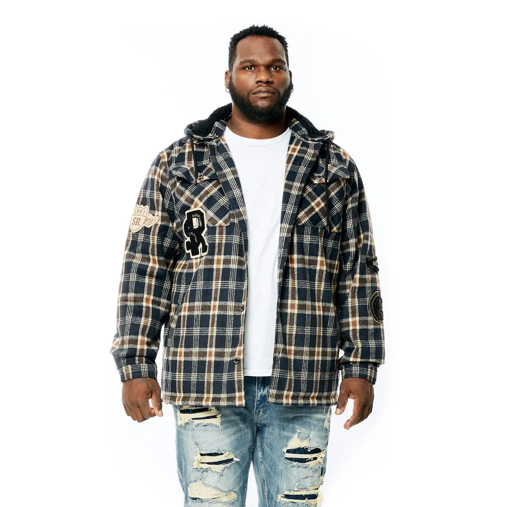 Big And Tall Varsity Patch Flannel Shacket