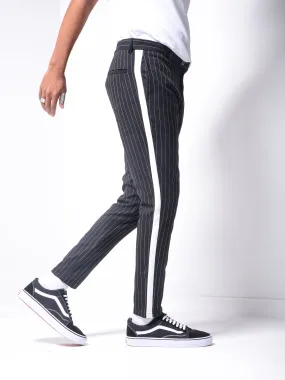 Black Ankle Pants Bold Stripes