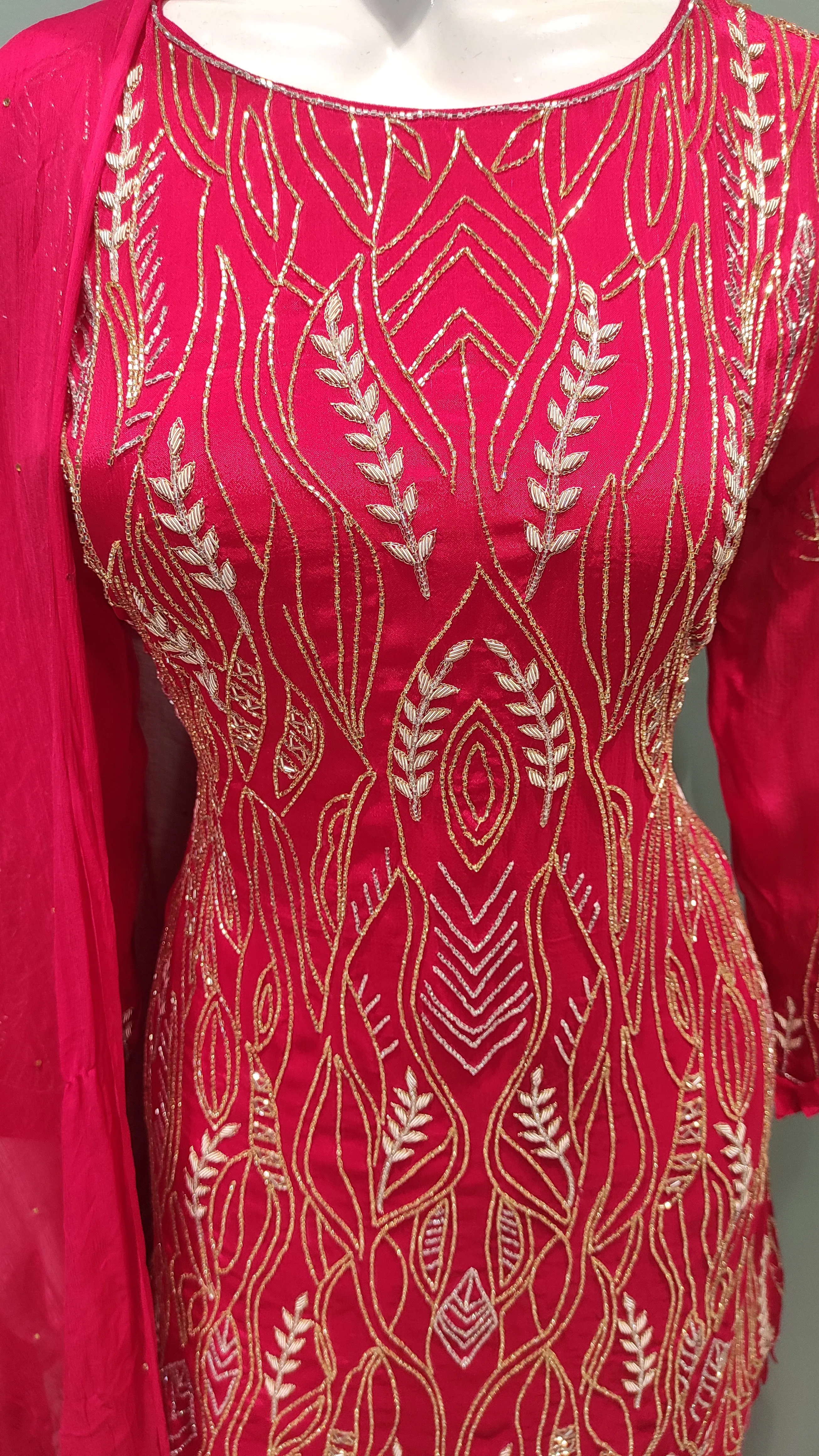 Chinon Gharara Suit with Embroidery