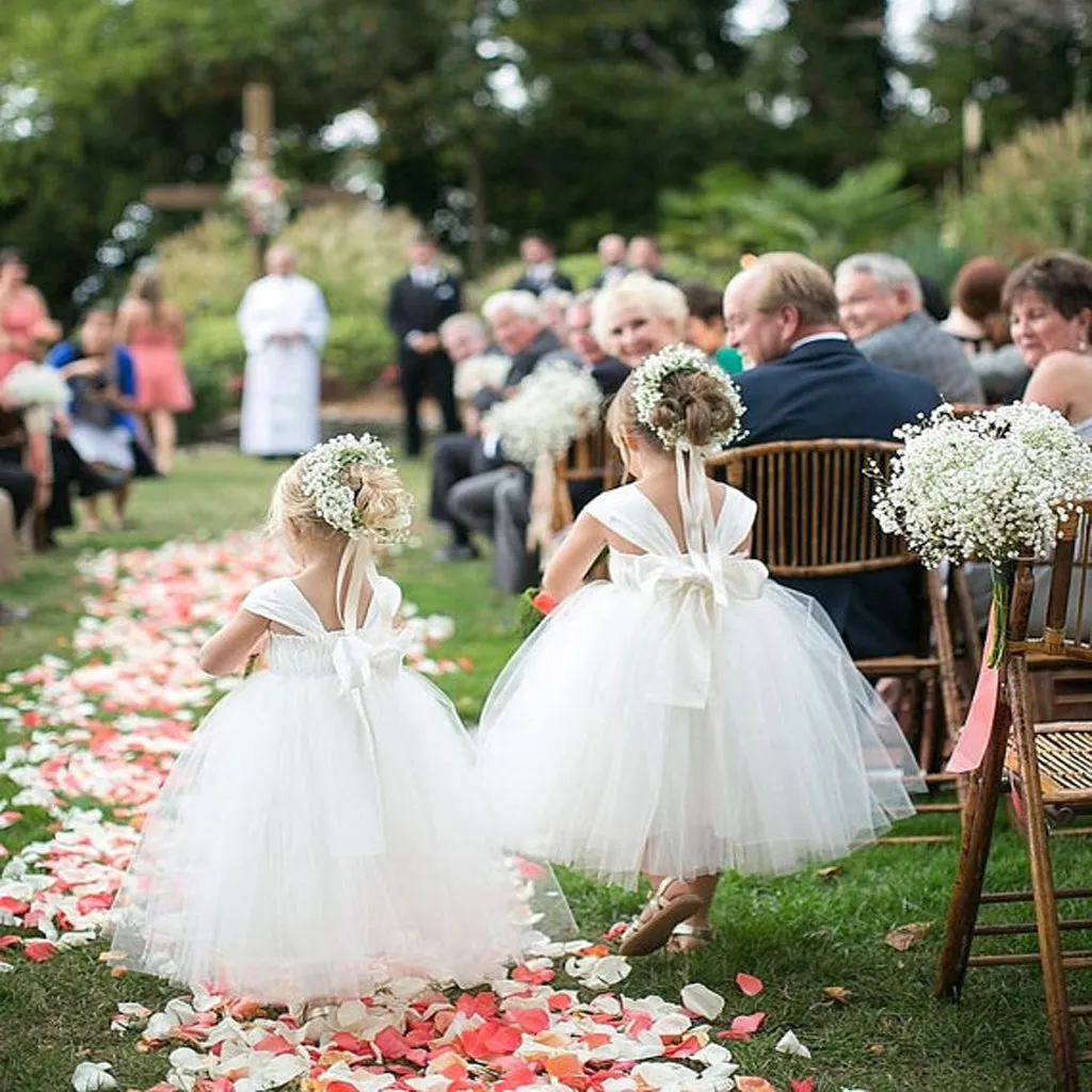 Cute Tulle Spaghetti Straps White Flower Girl Dresses,Lace Flower Girl Dresses ,FGY0163