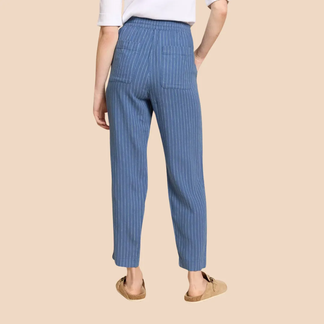 Elle Linen Blend Trouser - Blue Multi