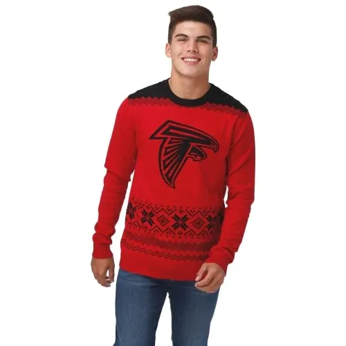 FOCO Men's NFL Big Logo Two Tone Knit Sweater, Medium, Atlanta Falcons