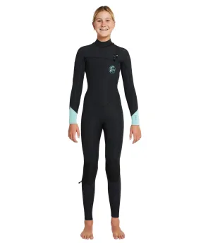 Girl's Bahia 3/2mm Steamer Chest Zip Wetsuit - Black Aqua