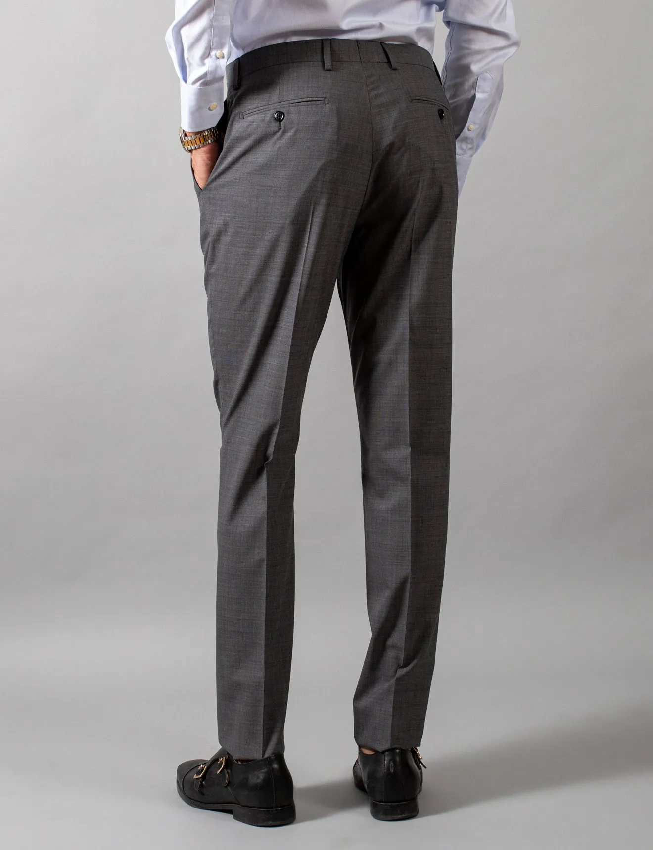 Grey Nailhead Suit Trousers