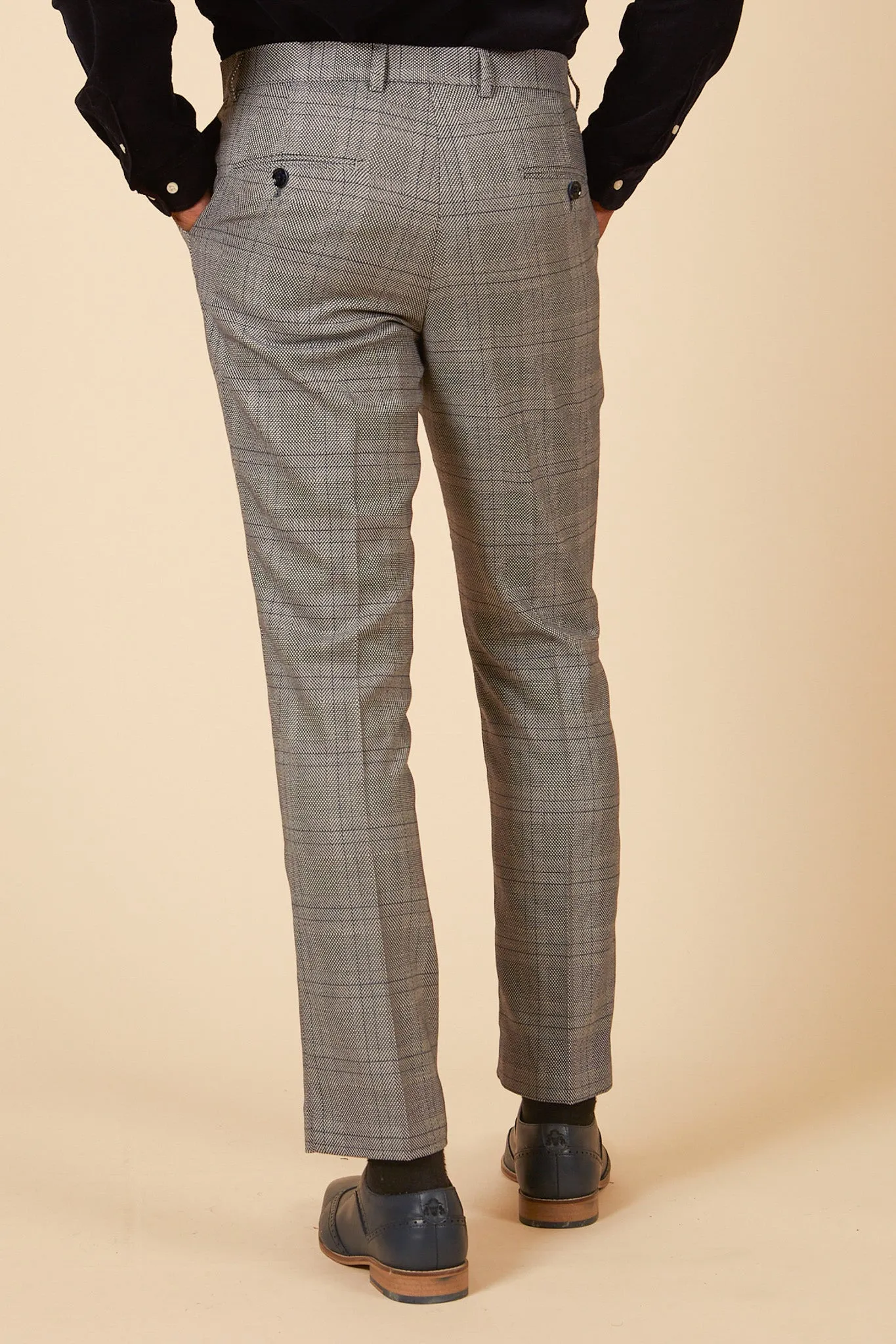 JERRY - Grey Check Suit With Single Breasted Waistcoat