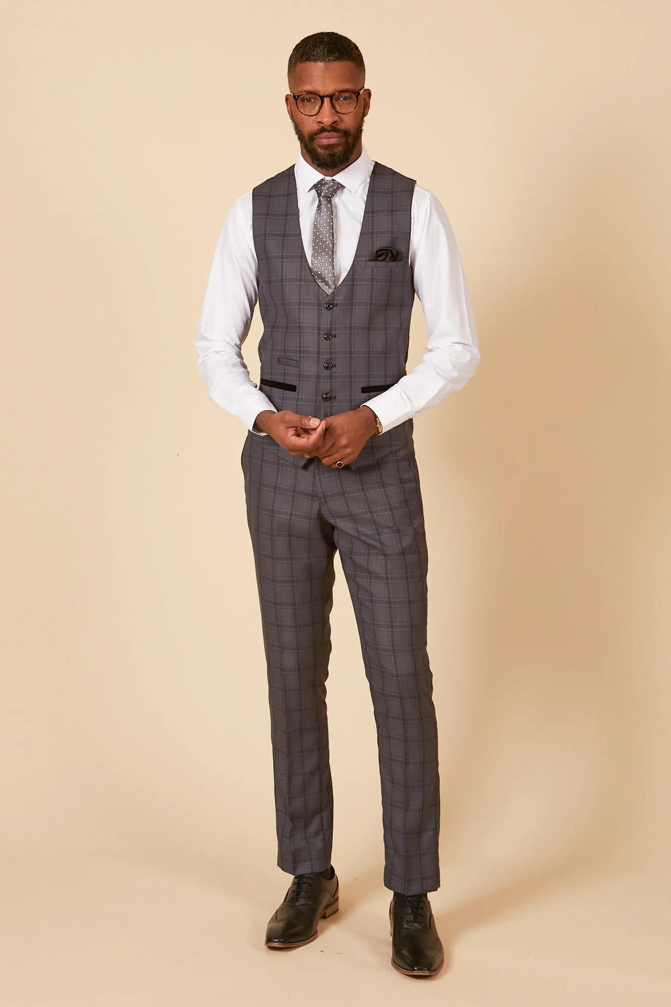 JOSE - Grey Check Three Piece Suit