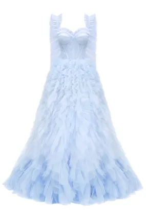 Light Blue All Ruffled Up Evening Fluffy Dress