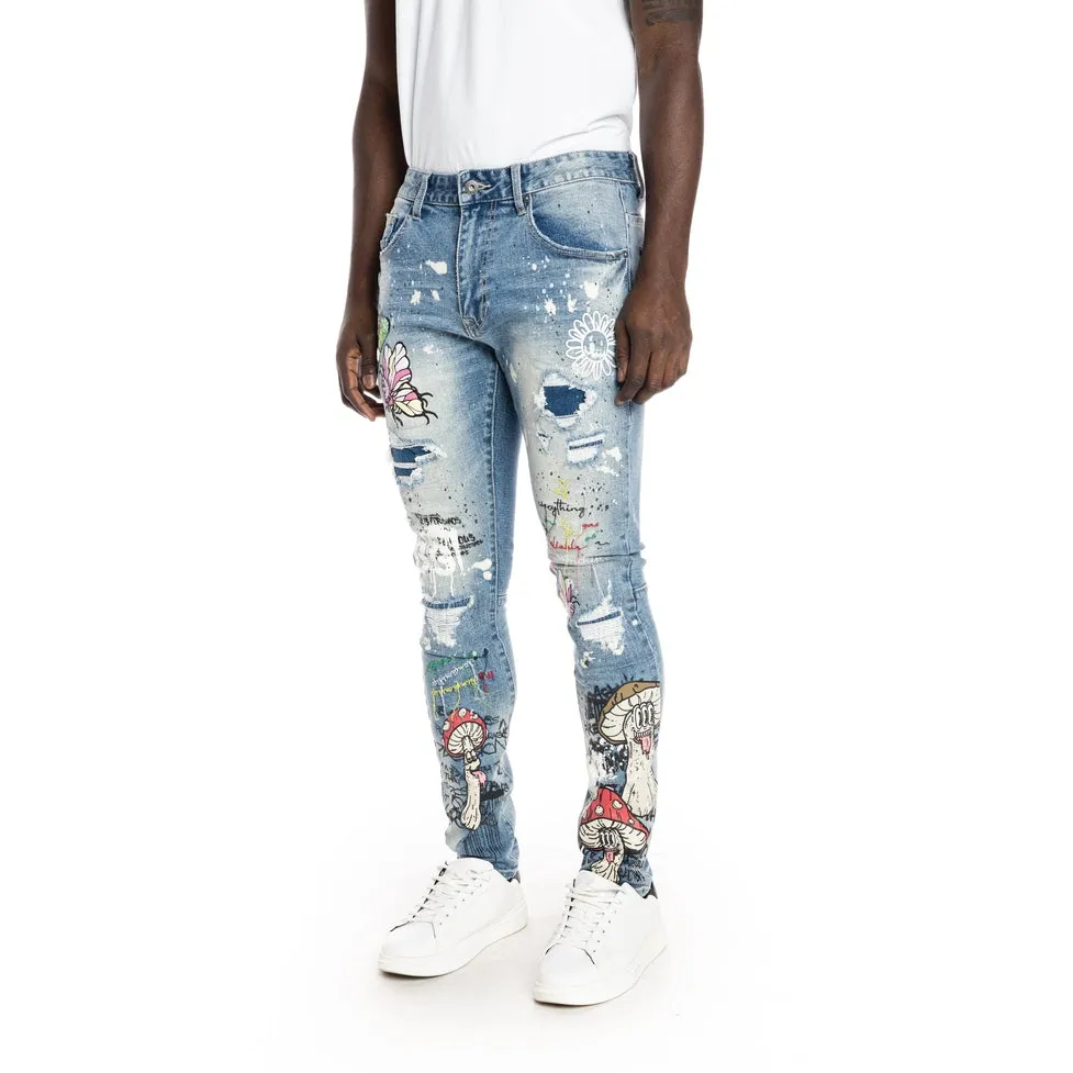 Mushroom  Fashion Jeans - Meteor Blue