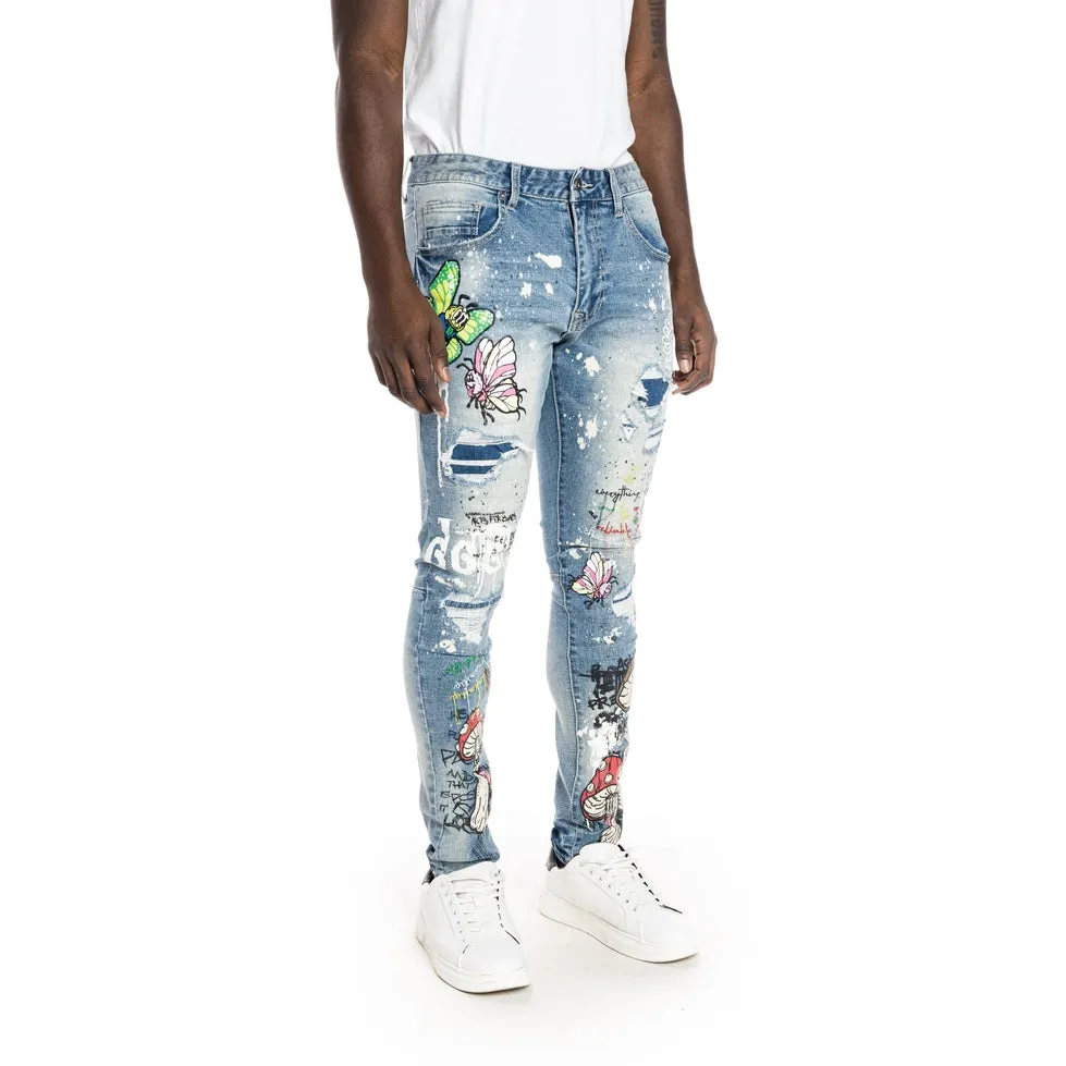 Mushroom  Fashion Jeans - Meteor Blue