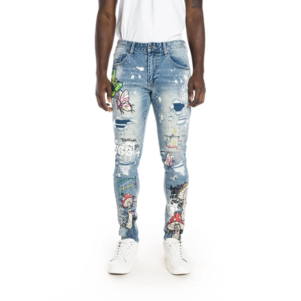 Mushroom  Fashion Jeans - Meteor Blue