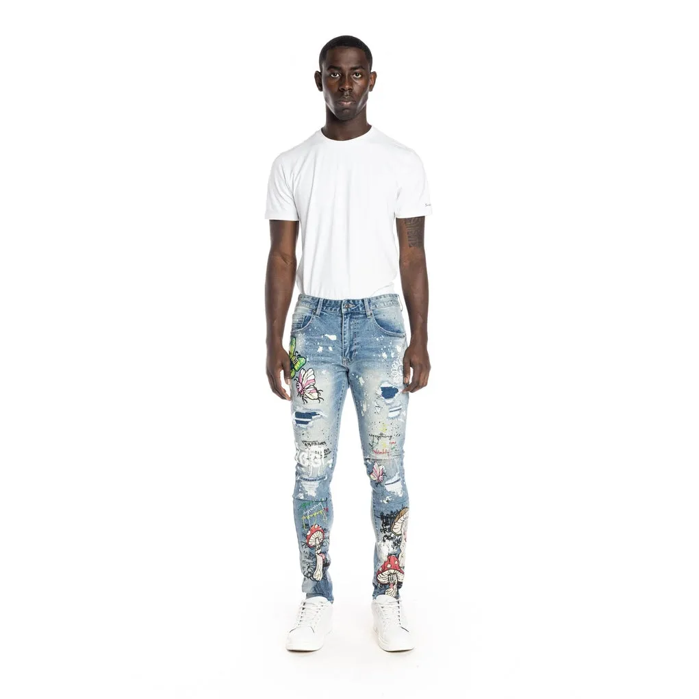 Mushroom  Fashion Jeans - Meteor Blue