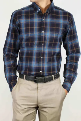 Navy & Beige Checkered Casual Shirt