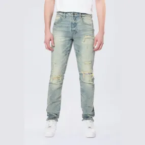 Slim Wave Effect Jeans - Mechanical Blue